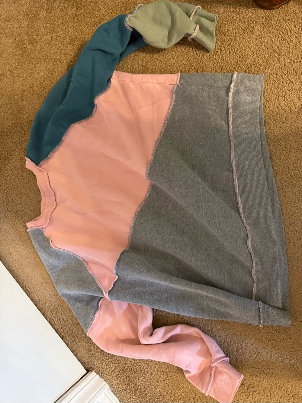 wild fable Pink and Sage Colorblock Crewneck Sweatshirt